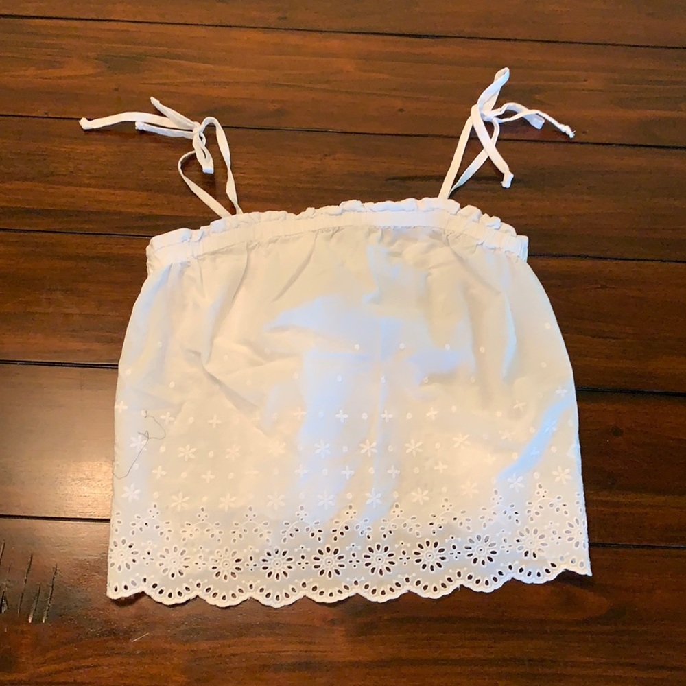White eyelet crop top